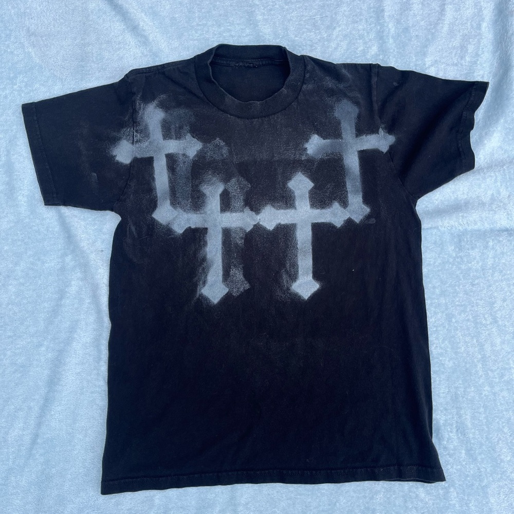 Black Graphic T-Shirt with Cross Design